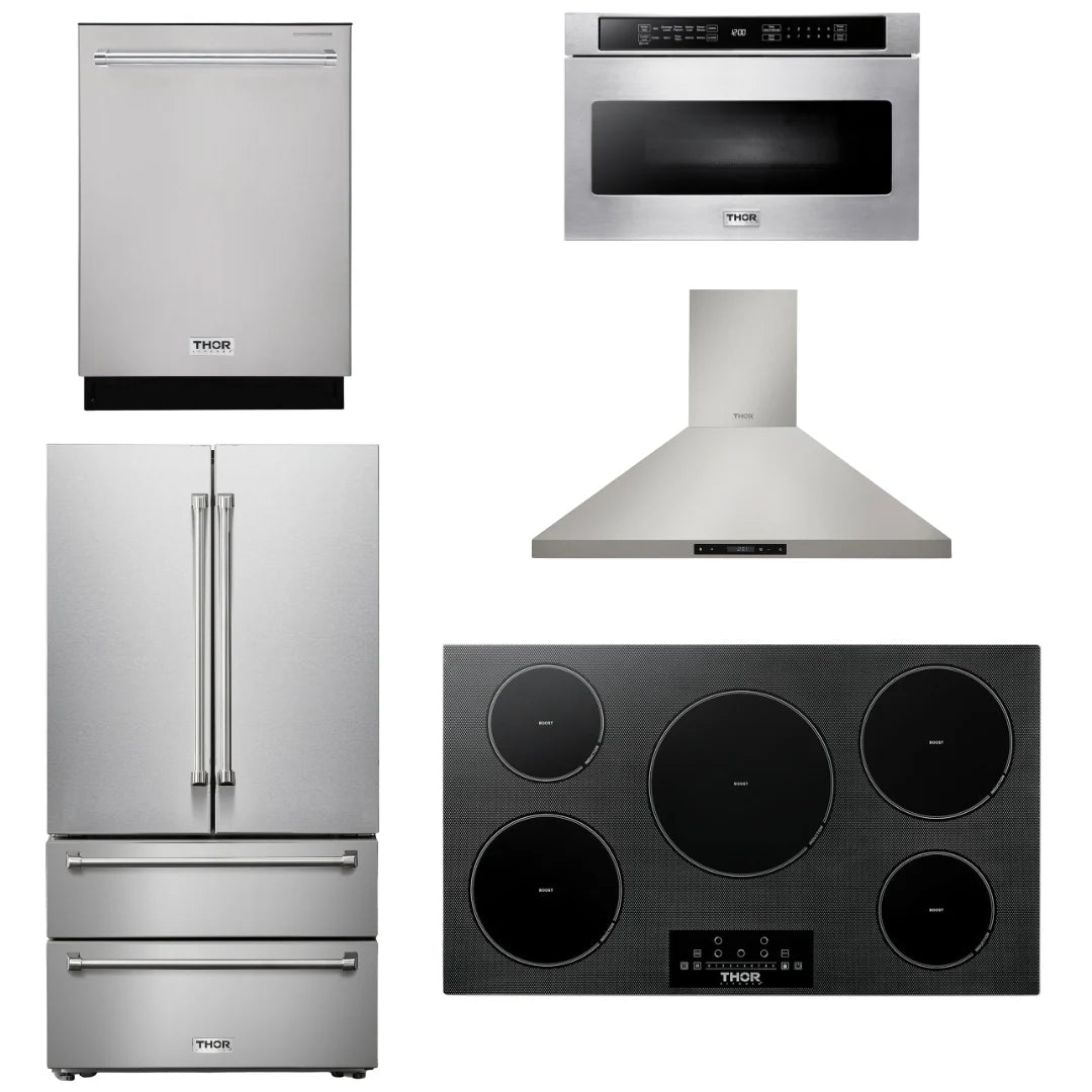 36 Induction Cooktop, Range Hood, Microwave, Refrigerator, Dishwasher Z5462