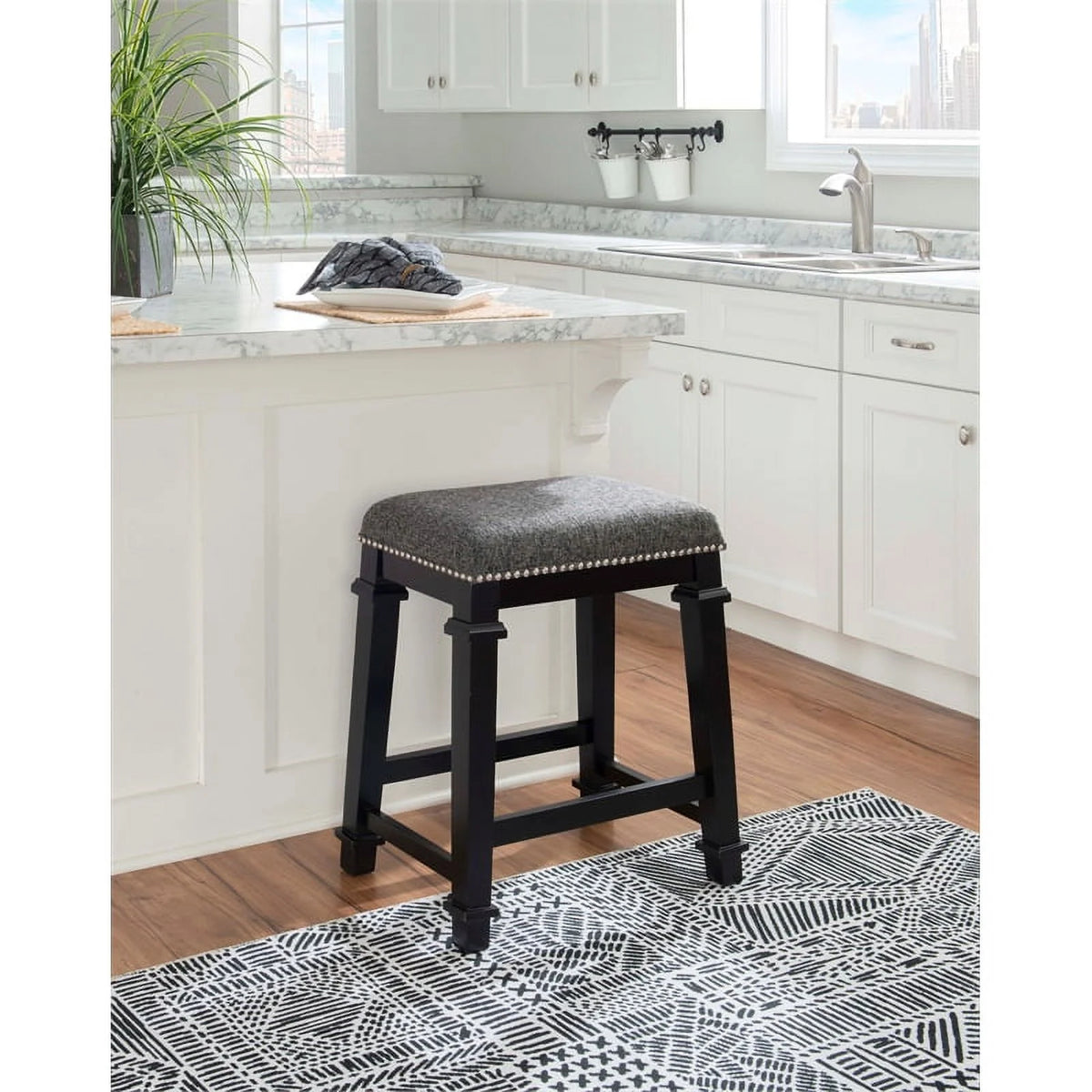 Black Wood Backless Counter Stool P463797