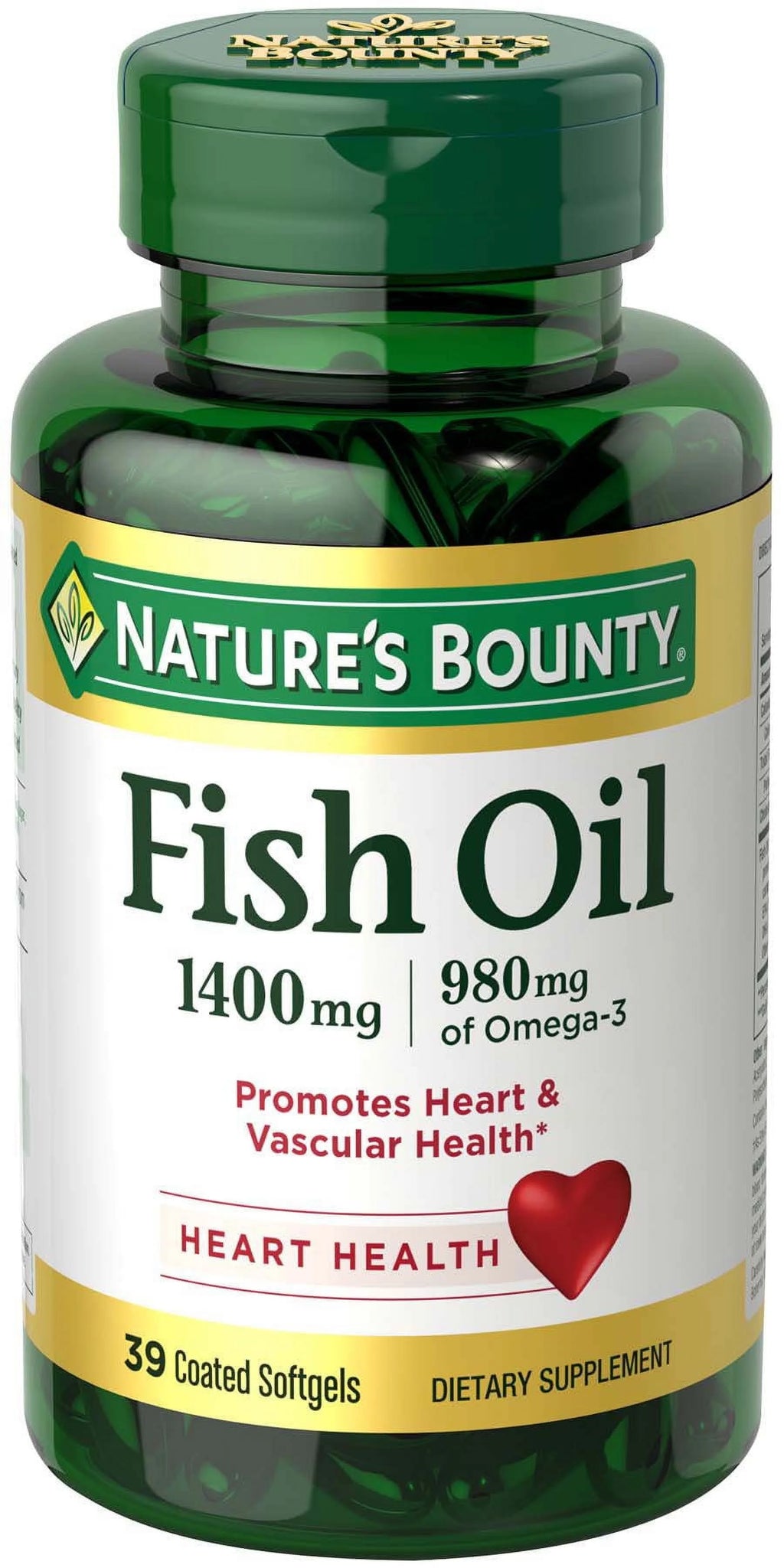 Fish Oil with Omega-3 Coated Softgels; 1400 mg; 39 Count V19896