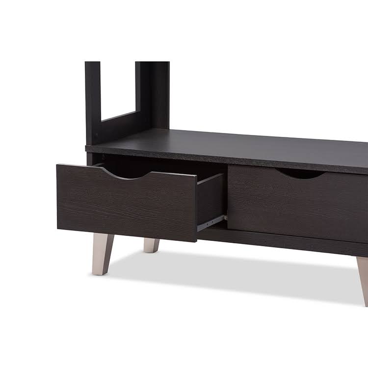 Dark Brown Wood Leaning Bookcase D844