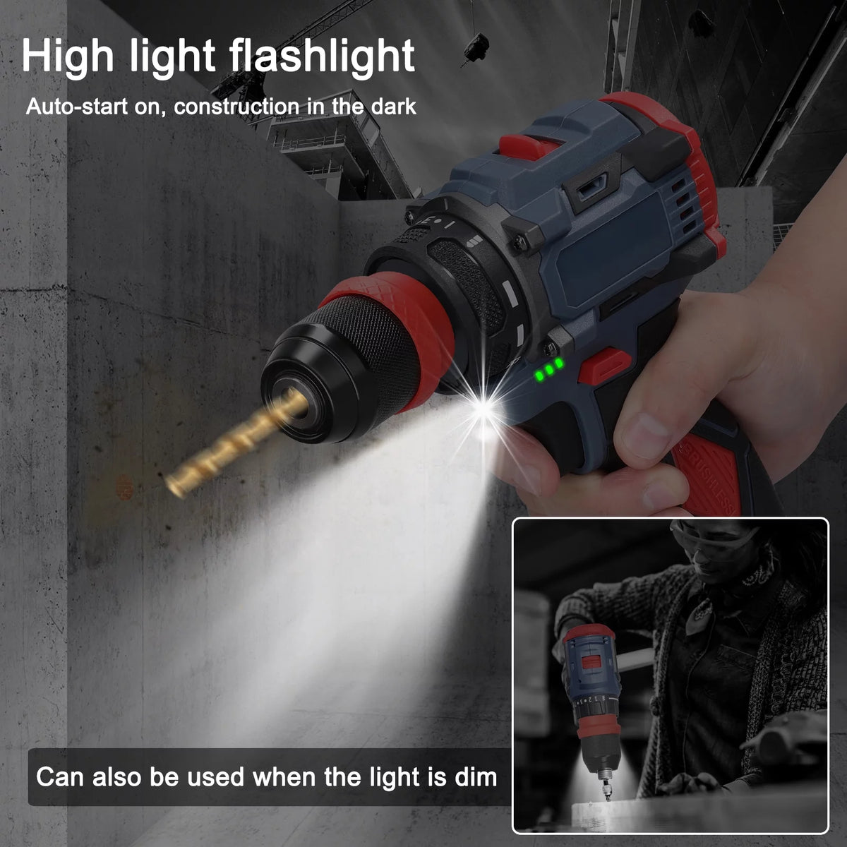 Electric Drill 2in1 Lithium Screwdriver Power Tool C585004
