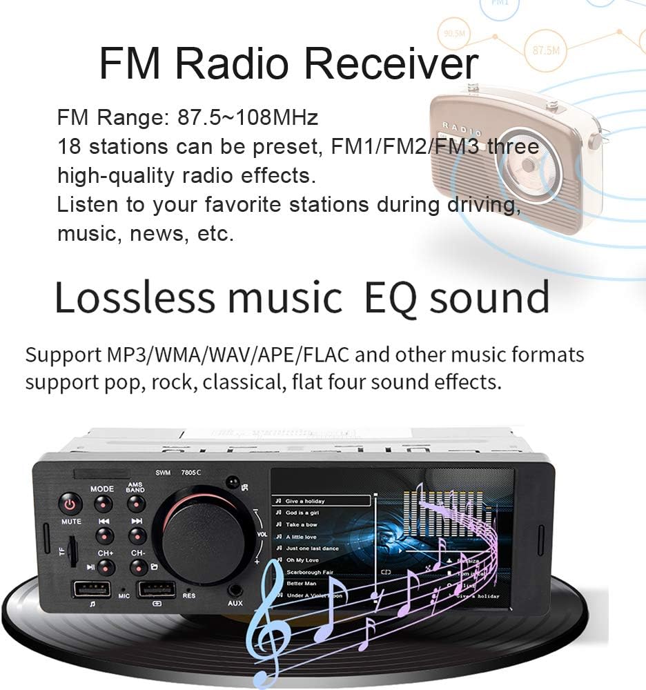 1 Din Car Radio 4.1 Inch Touch Screen Bluetooth Dual USB AUX SD M359