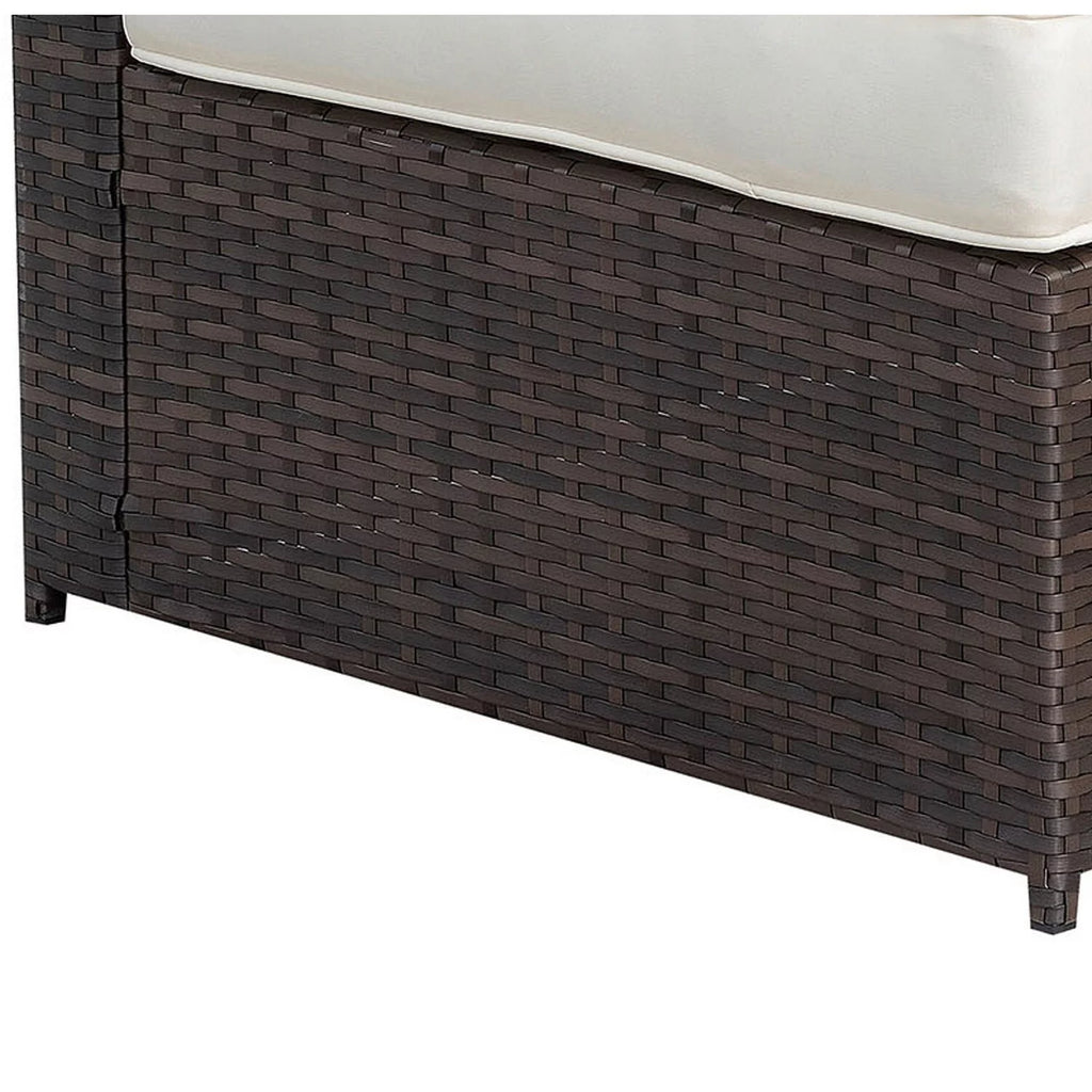 Brown and Ivory Faux Rattan Corner Chair with Cushions U7339