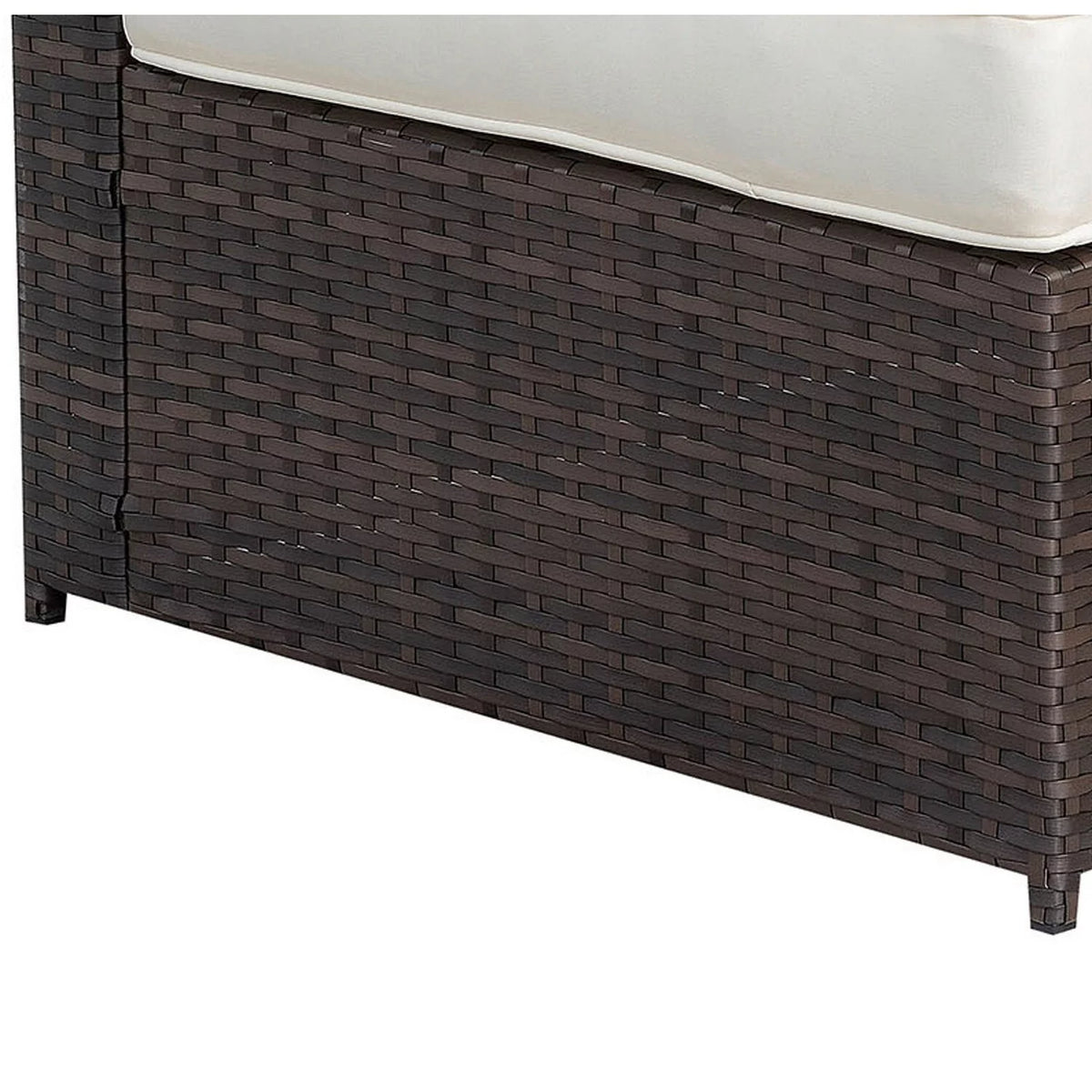 Brown and Ivory Faux Rattan Corner Chair with Cushions U7339