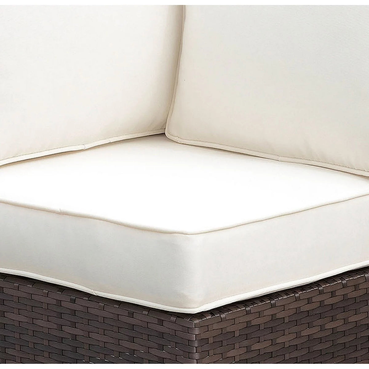 Brown and Ivory Faux Rattan Corner Chair with Cushions U7339