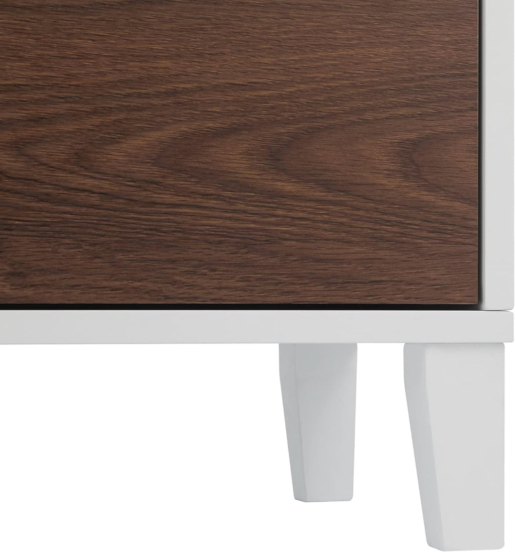 White Natural Wood Bathroom Linen Cabinet C5681
