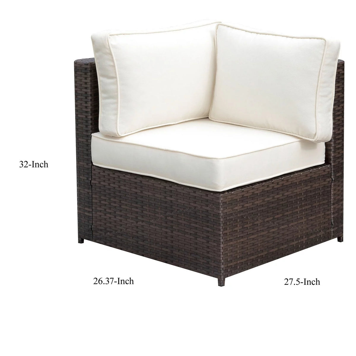 Brown and Ivory Faux Rattan Corner Chair with Cushions U7339