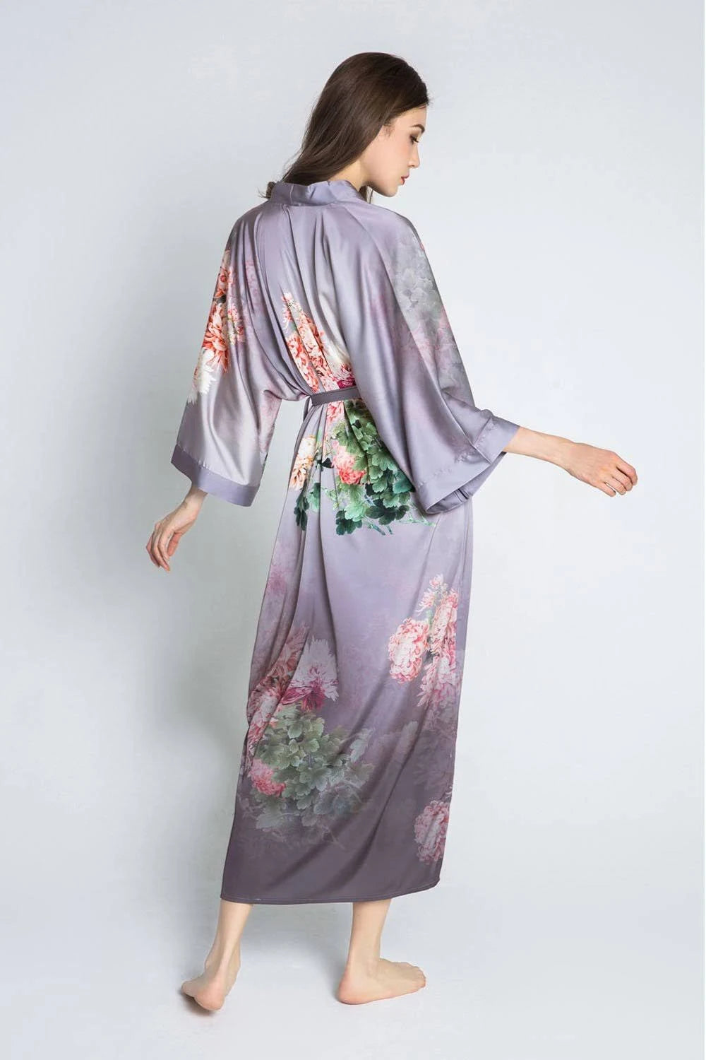 Coral Chrysanthemum Kimono Robe T93309
