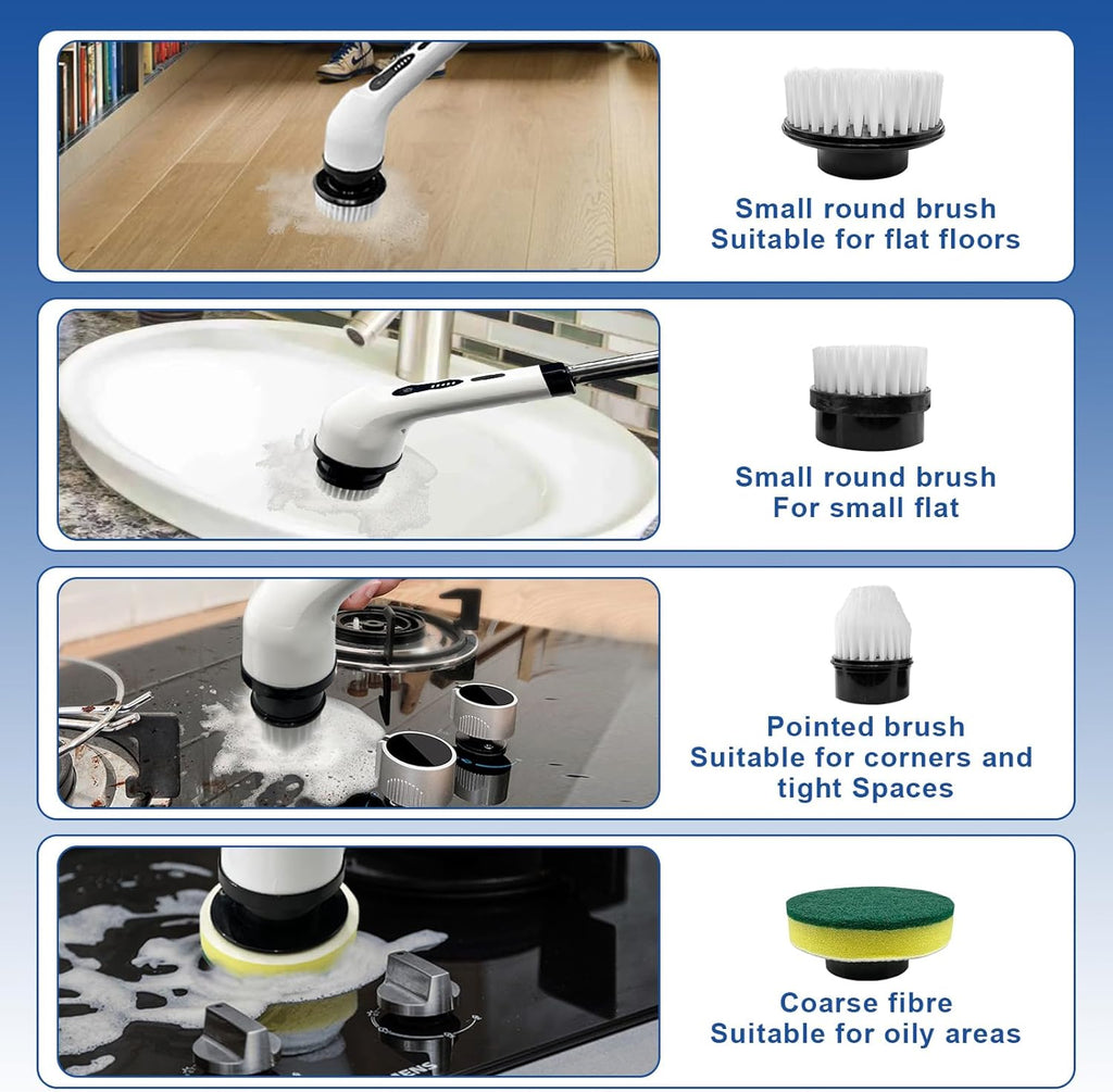Cordless Electric Scrubber with 8 Replaceable Brush Heads C795932