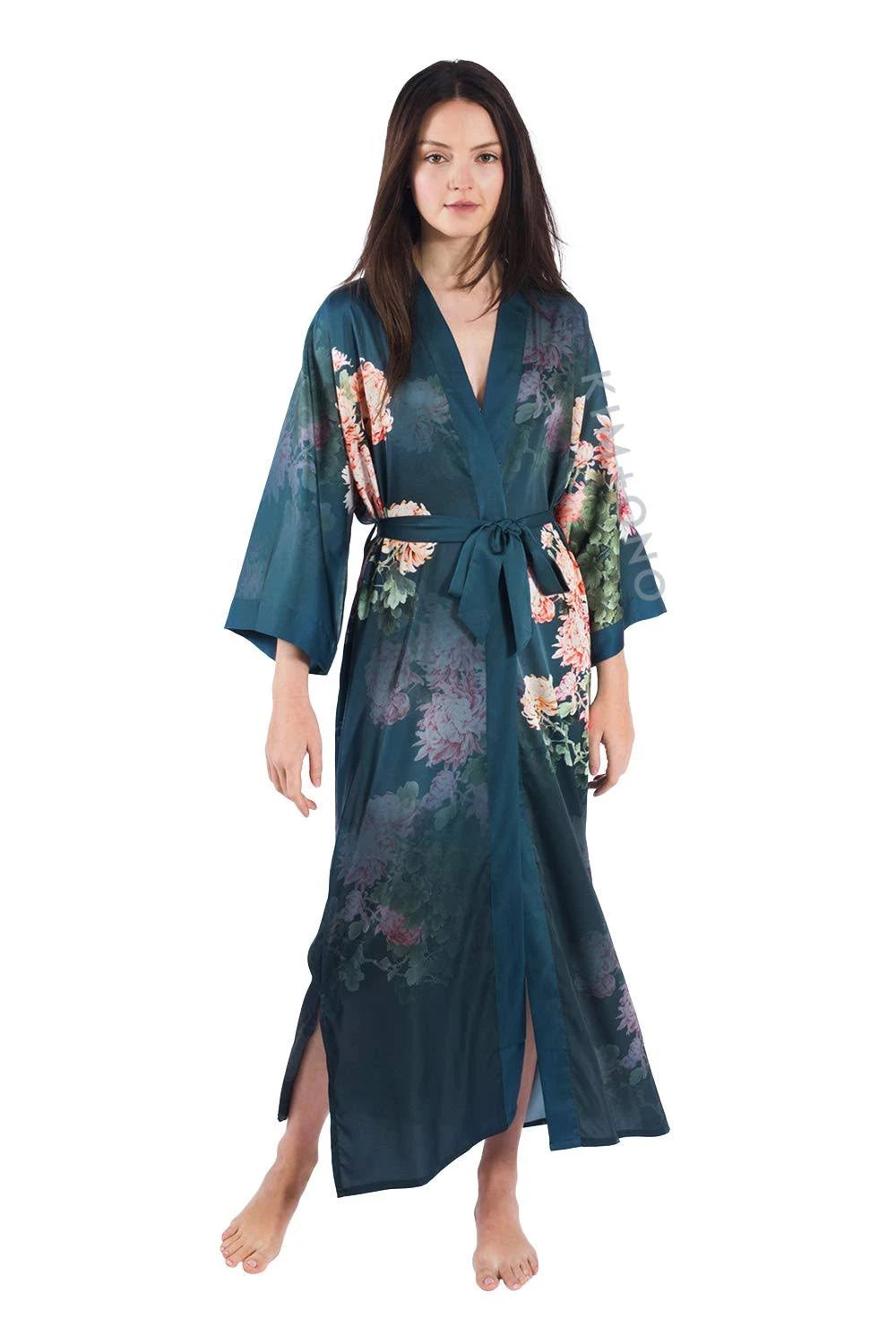 Coral Chrysanthemum Kimono Robe T93309