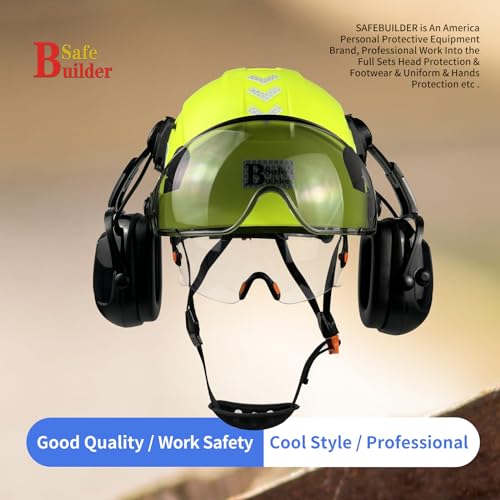 Safety Helmet with Visor Bluetooth Ear Muffs SNR 26dB Hard Hat Vented C5990