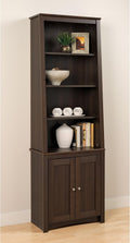 Espresso Tall Slant-Back Bookcase with 2 Doors K9032