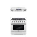 2 Piece Kitchen Appliance Package with 36" Freestanding Gas Range & 36" Under Cabinet Range Hood E776