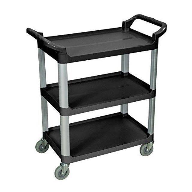 Black 3-Shelf Plastic Utility Cart R995