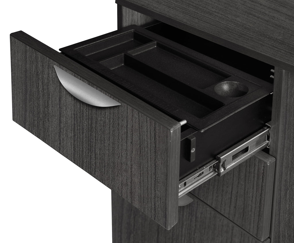 Ash Grey Bow Front Office Desk with Double Pedestal Drawer Unit R560