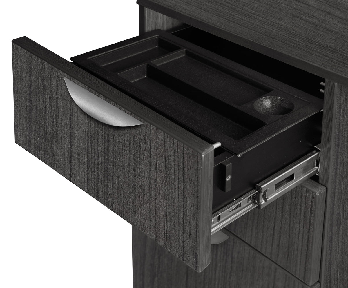 Ash Grey Bow Front Office Desk with Double Pedestal Drawer Unit R560