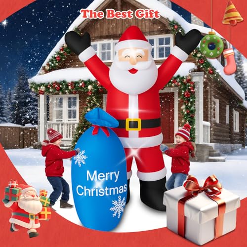 Inflatable Santa Claus Christmas Yard Decor with LEDs F633