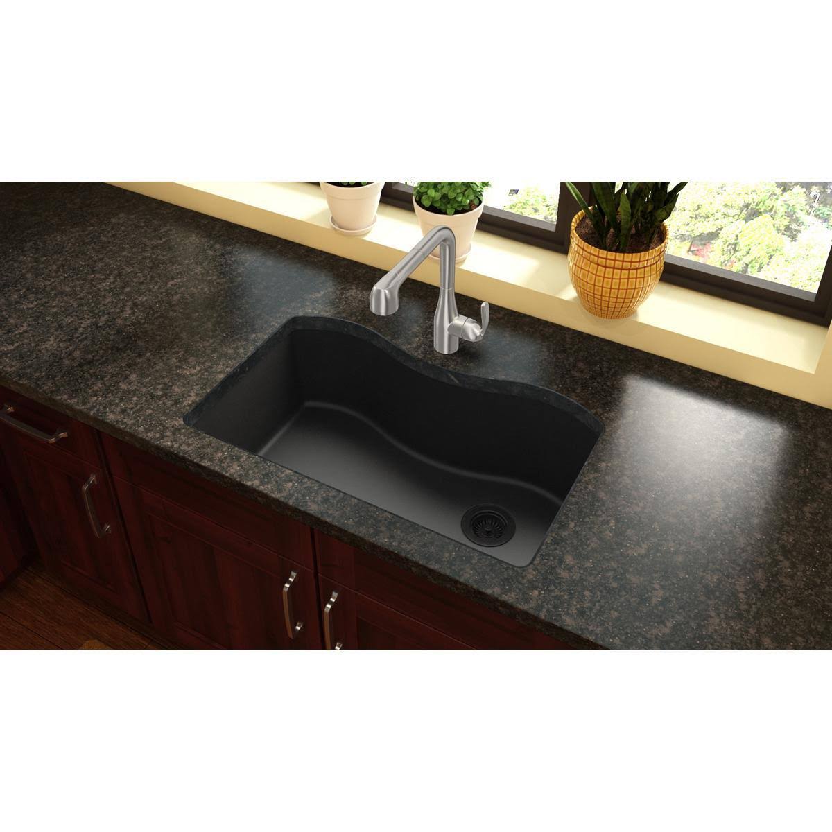 Quartz Classic Single Bowl Undermount Sink, Dusk Gray P682