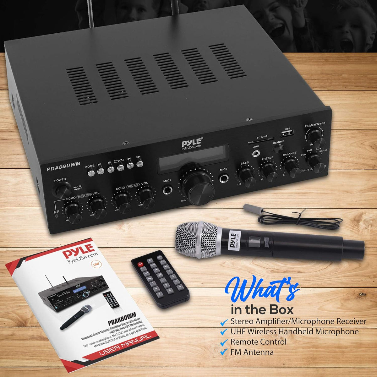 200W Dual Channel Karaoke Speaker Receiver with USB, AUX, Microphone, Echo, Radio, RCA M7157