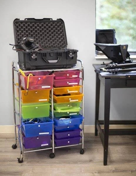 Blue Hills Studio Double Storage Cart with 15 Drawers Multi M846