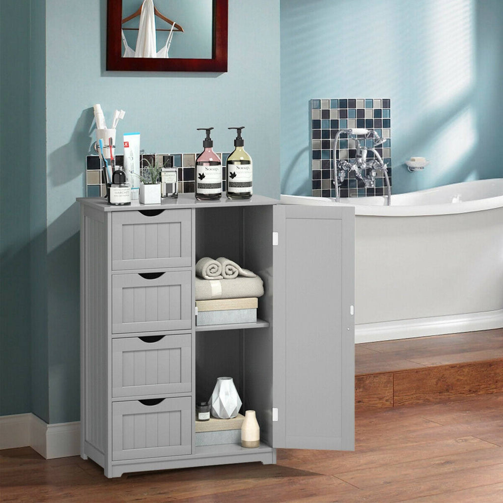 Grey Wooden 4 Drawer Bathroom Floor Cabinet M87712