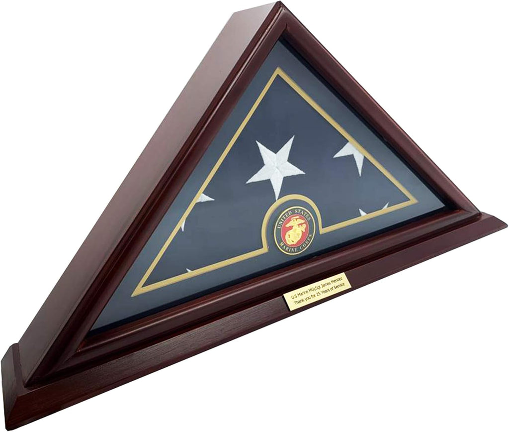 Solid Wood Cherry Finish Wall Mounted Flag Display Case I12282