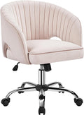 Velvet Upholstered Swivel Desk Chair with Tufted Barrel Back G35105