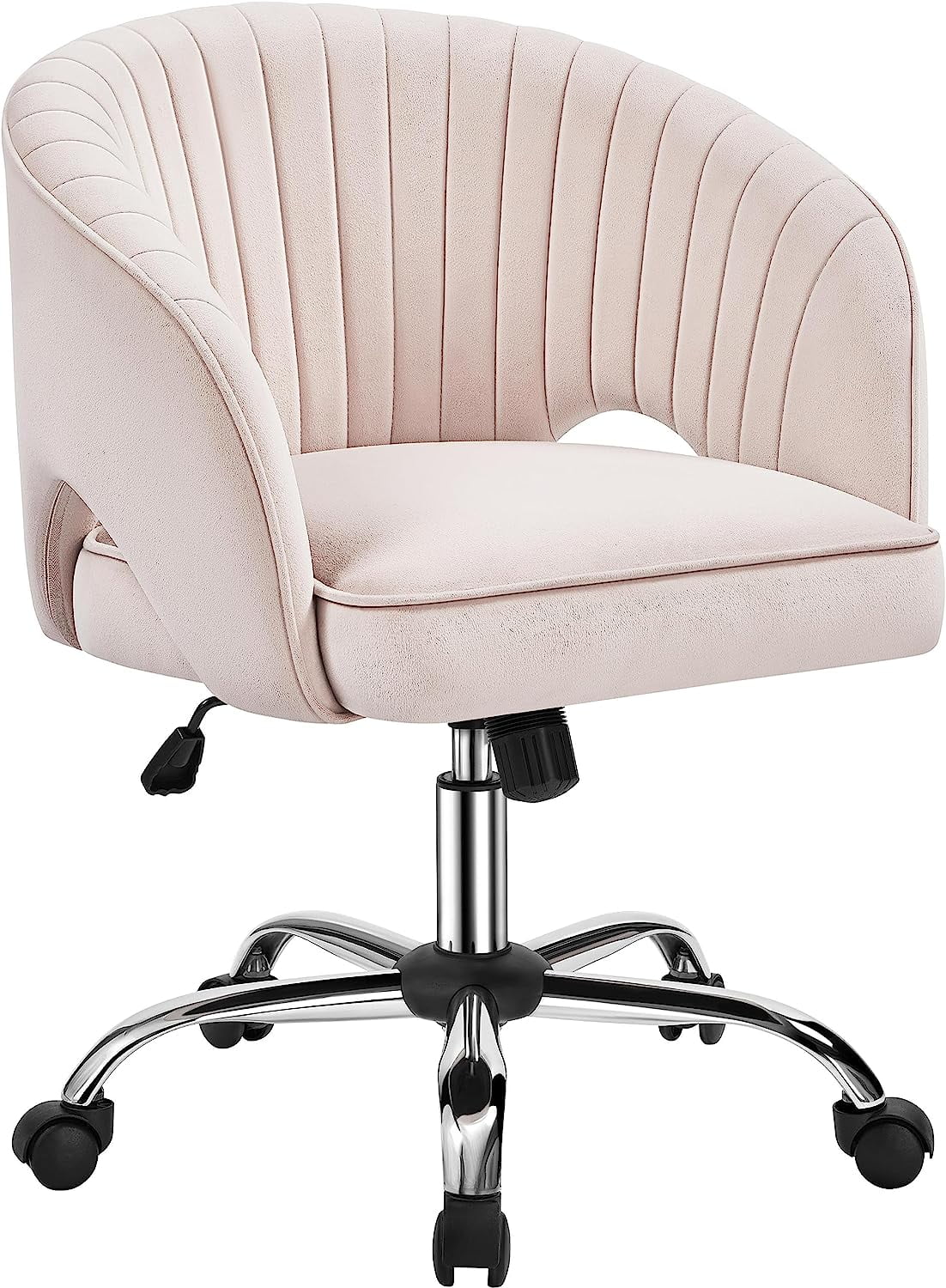 Velvet Upholstered Swivel Desk Chair with Tufted Barrel Back G35105