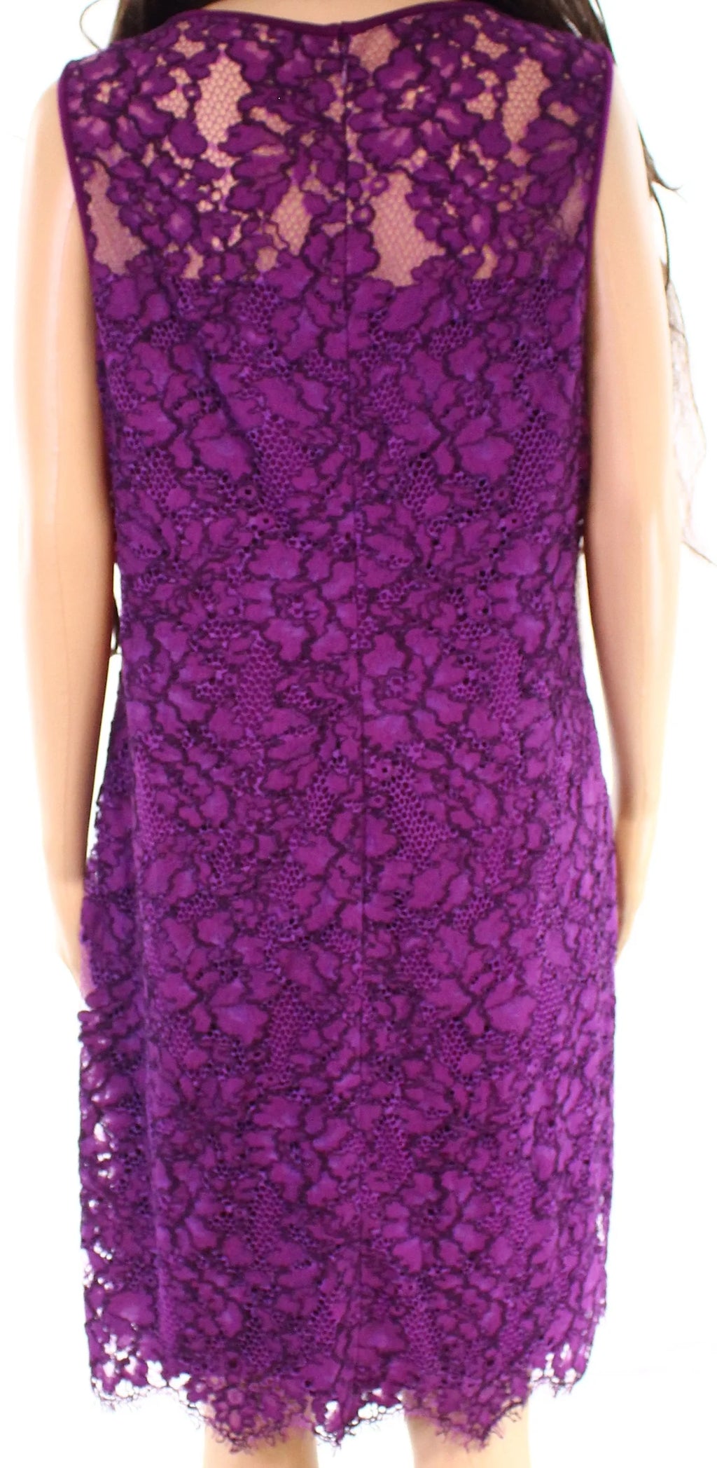 Plum Scalloped Lace Sheath Dress A977035