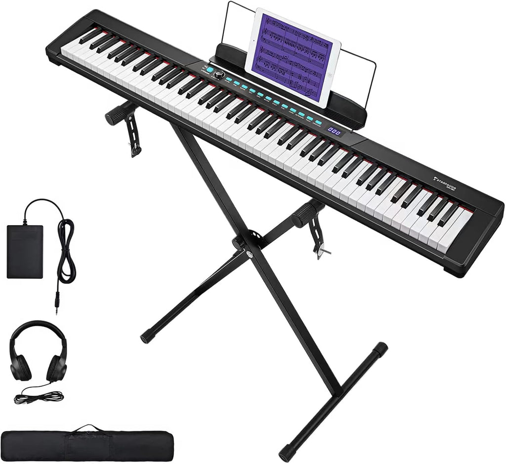 88-Key Semi-Weighted Electronic Keyboard Piano with X-Stand, Sustain Pedal, Power Supply, Carrying Case D48617