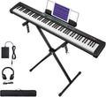 88-Key Semi-Weighted Electronic Keyboard Piano with X-Stand, Sustain Pedal, Power Supply, Carrying Case D48617