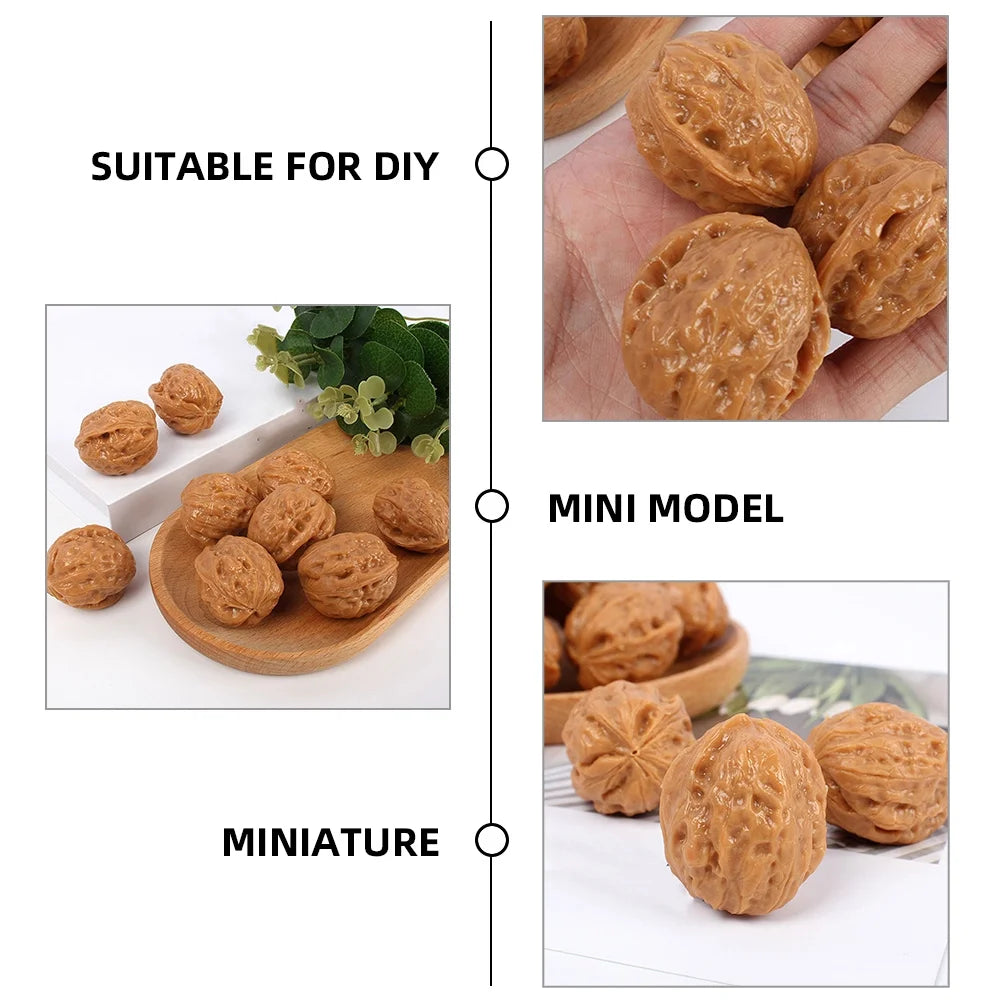 6 Pcs Miniature Doll House Artificial Walnuts Decorations D143