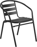 Black Metal Stack Chair with Aluminum Slats B651