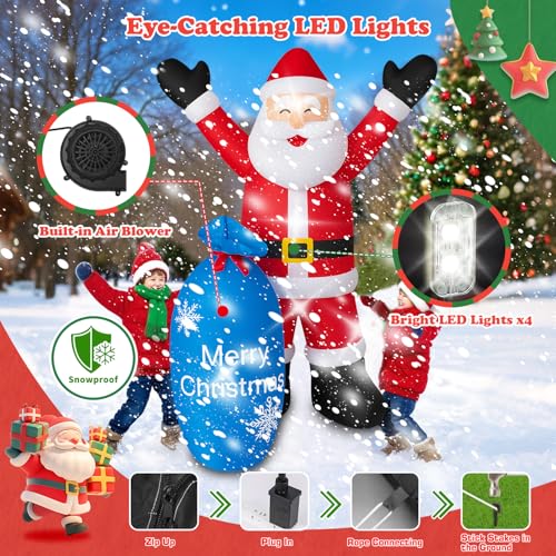 Inflatable Santa Claus Christmas Yard Decor with LEDs F633