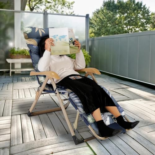 Sun Lounge Chair Cushions, 67 in Patio High Back Recliner Lounger Cushion with Ties, Thick Lounge Chaise Pads V76316