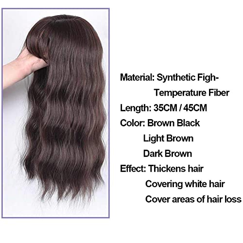 14" Dark Brown Silk Top Base Water Wave Hair Topper V2846