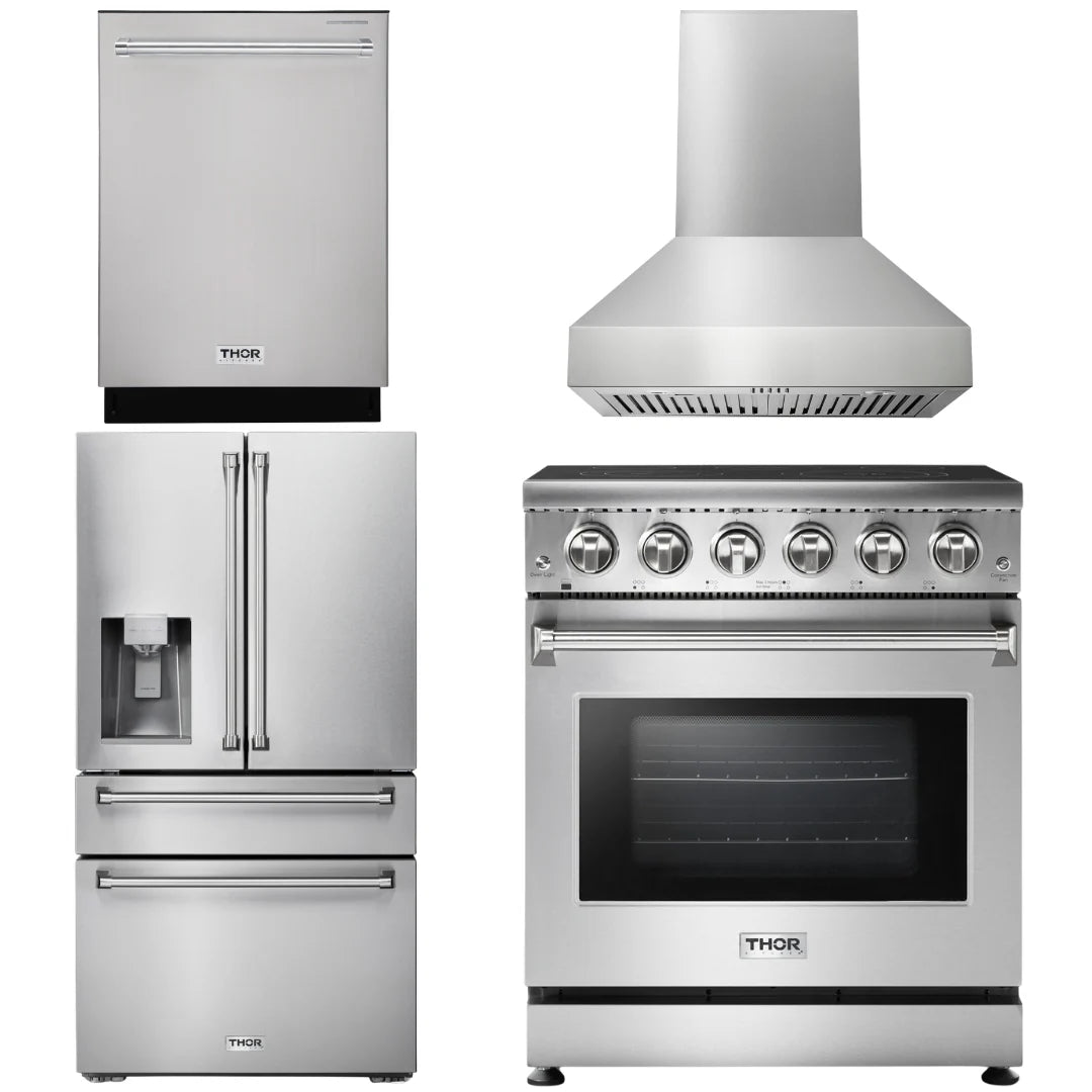 30 Electric Range, Range Hood, Refrigerator with Water and Ice Dispenser, Dishwasher I13615