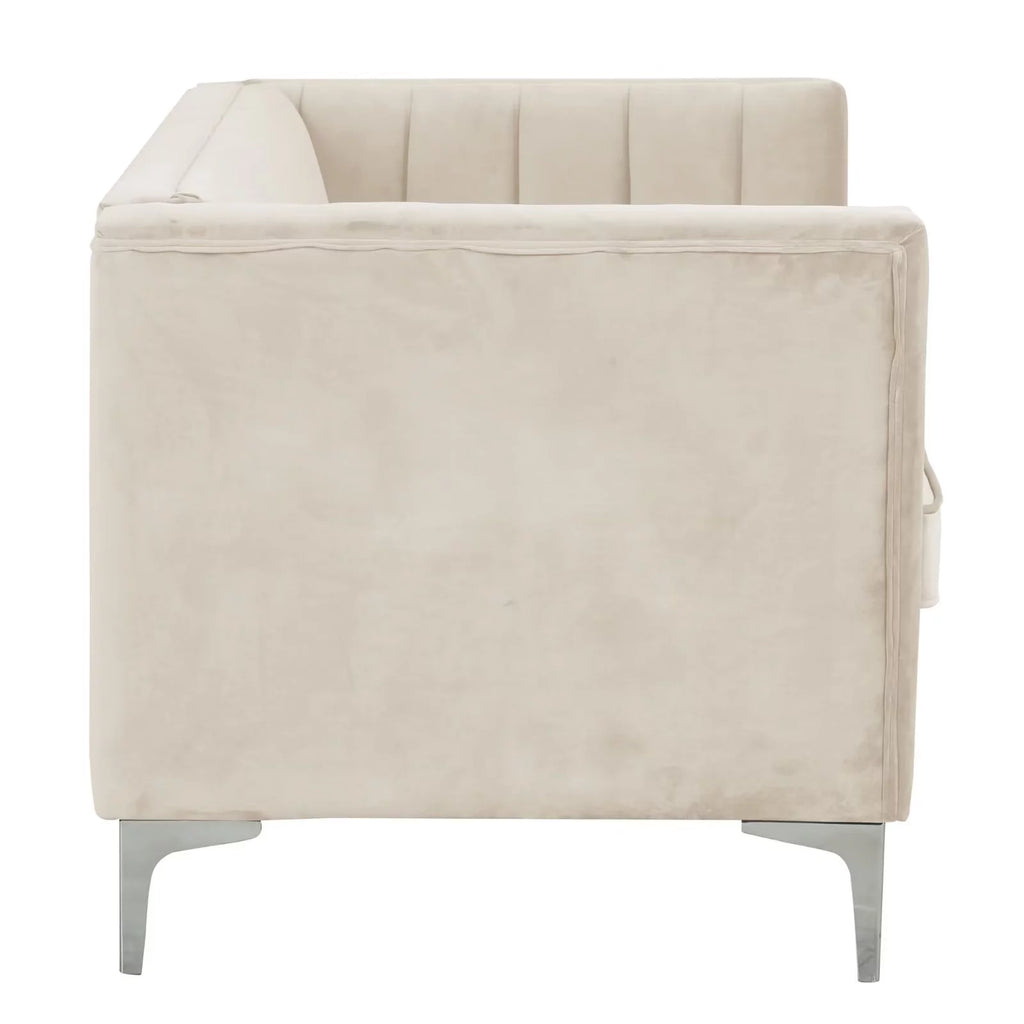 Beige Velvet Upholstered Loveseat Q825941