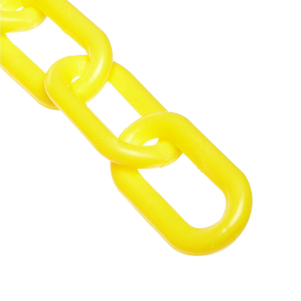 Heavy-Duty Plastic Barrier Chain Reel, Yellow, 2-Inch Link Diameter, 100-Foot Length, Pack of 2 L66920