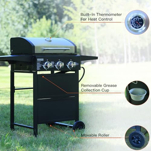 3 Burner Propane Gas Grill with Thermometer Z8988