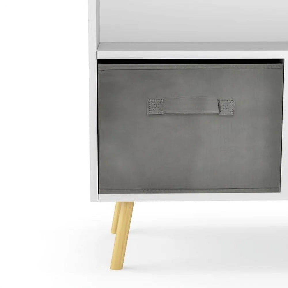 White Toy Storage Cabinet with Fabric Drawers I398586