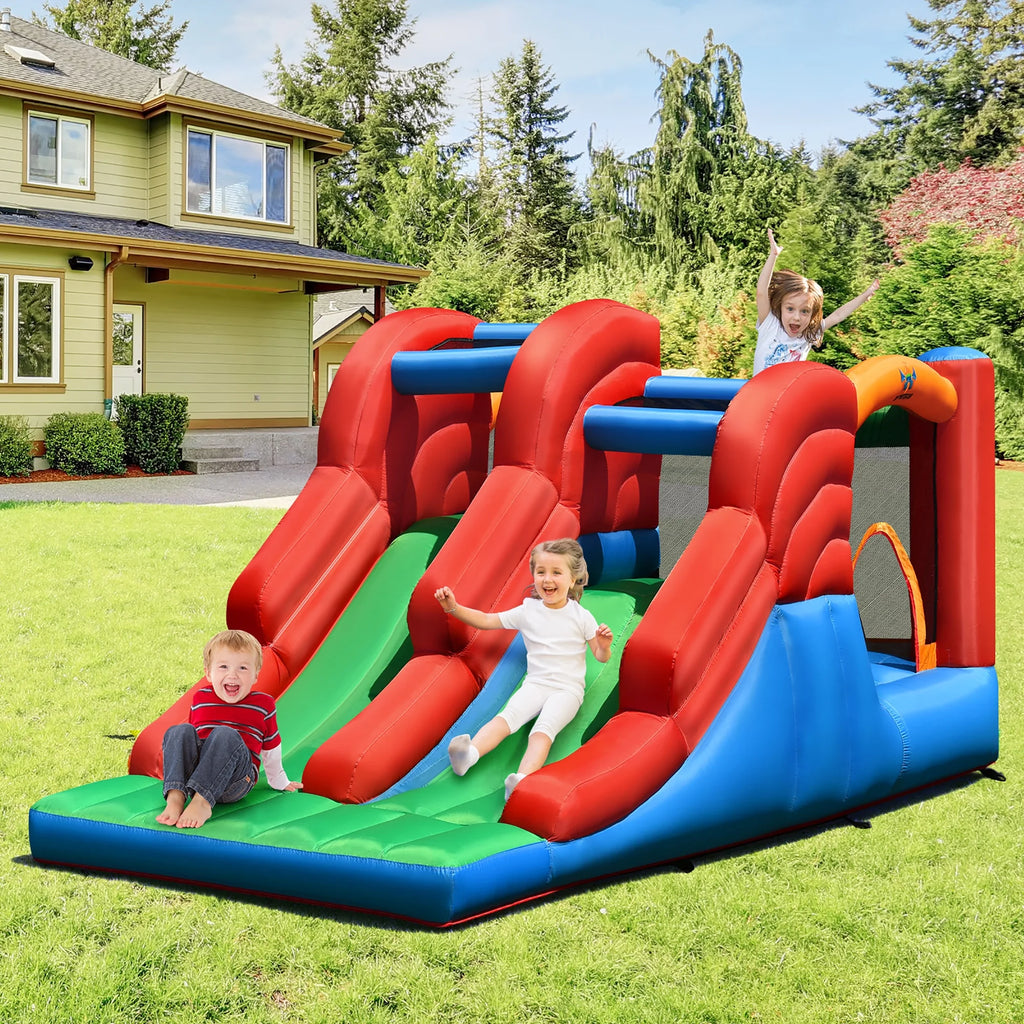 Inflatable Bounce House 3-in-1 Dual Slides Jumping Castle with 550W Blower J80016