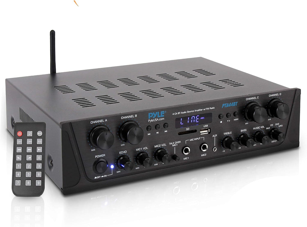 500W 4 Channel Bluetooth Amplifier with FM, USB, Microphone T18080