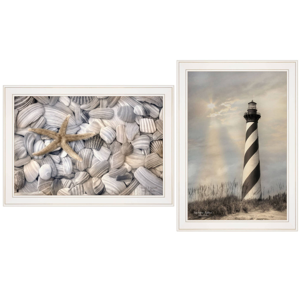 Multi-Color Wood Lighthouse and Sea Shells Collection V477999
