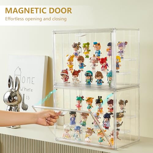 Acrylic 3 Layer Adjustable Display Case with Magnetic Door 2Pack G8013