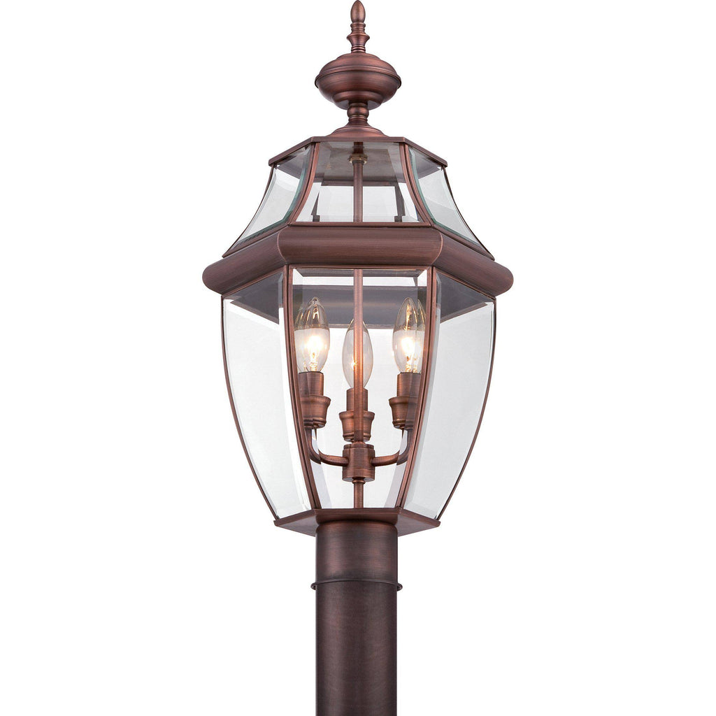 Antique Brass Post Lantern with Clear Beveled Glass H4990