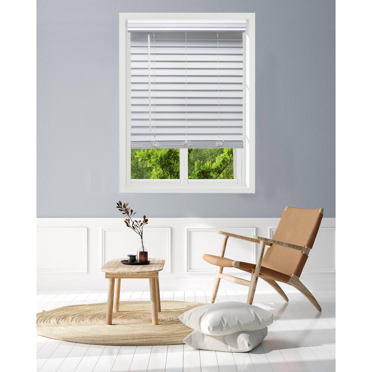 White Faux Wood Cordless Blinds N25248