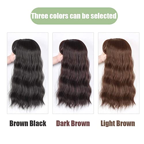 14" Dark Brown Silk Top Base Water Wave Hair Topper V2846
