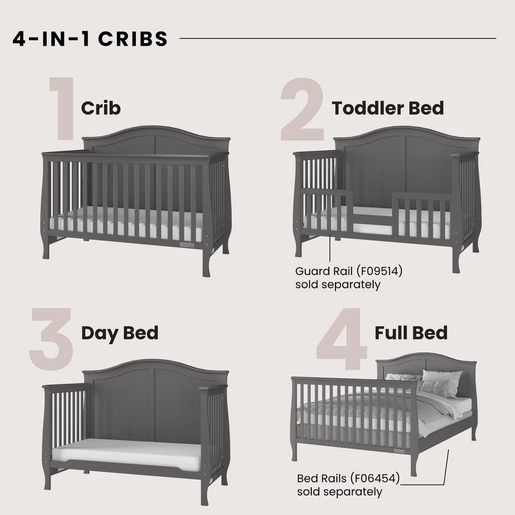 Cool Gray 4-in-1 Convertible Baby Crib Z2132