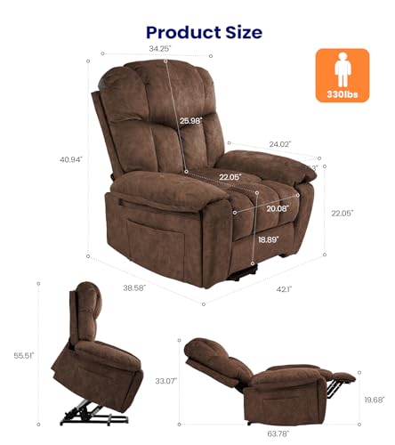 Grey Power Lift Recliner Chair with Massage and Cup Holders K6410